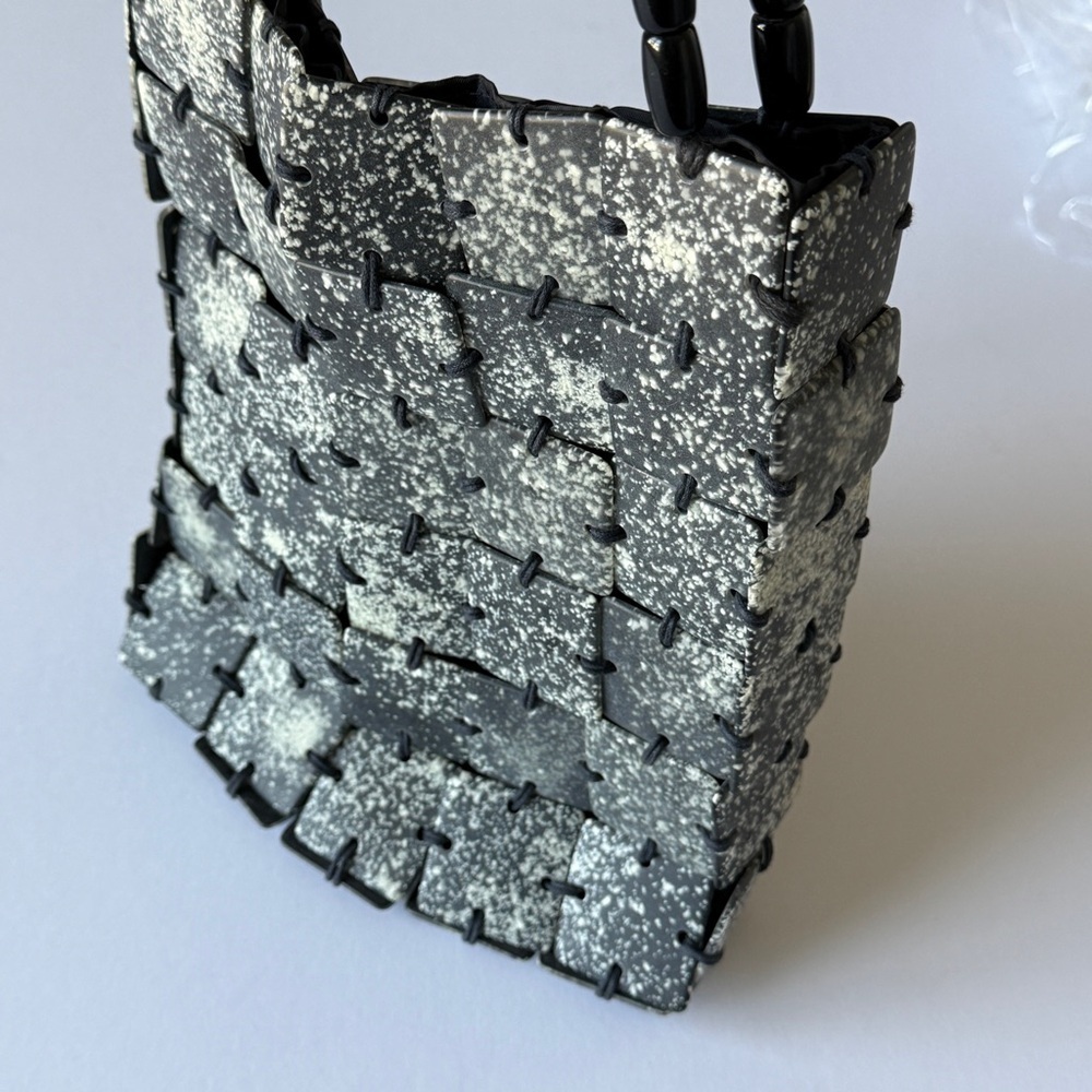 Chic Woven Black & Metallic Speckled Handbag – Statement Shoulder Bag - Picture 7 of 12